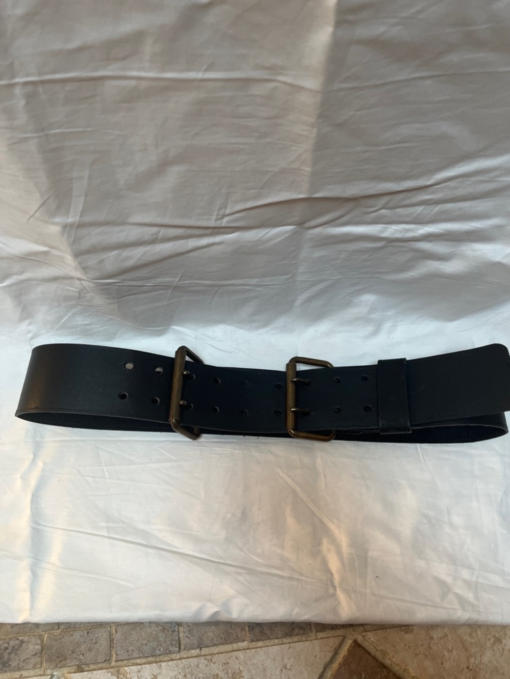 Y2K Baddie  Black Double-Buckle Leather Wide Waist Belt